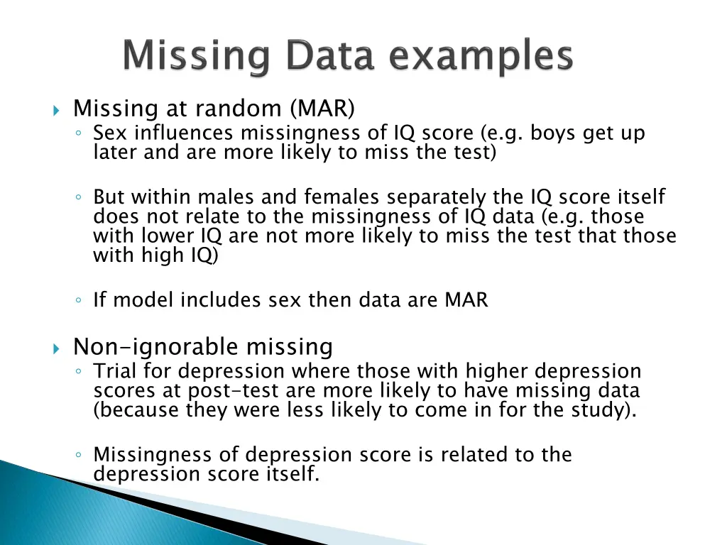 missing at random mar sex influences missingness