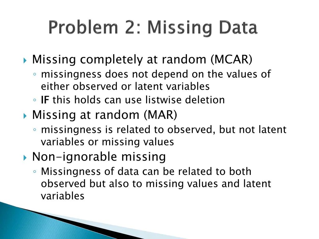 missing completely at random mcar missingness