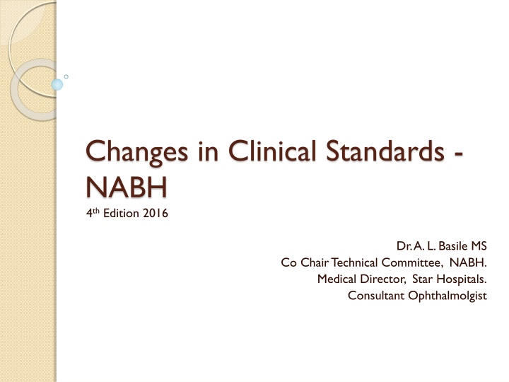 changes in clinical standards nabh 4 th edition