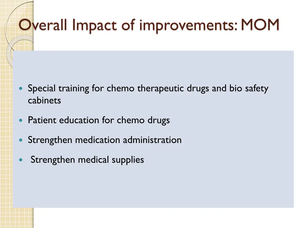 overall impact of improvements mom 1