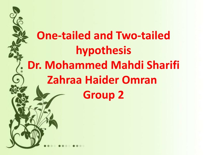 one tailed and two tailed hypothesis dr mohammed