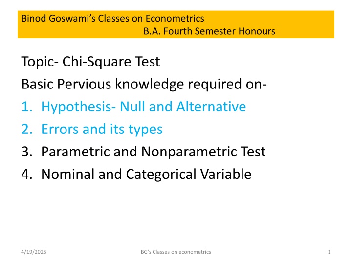 binod goswami s classes on econometrics