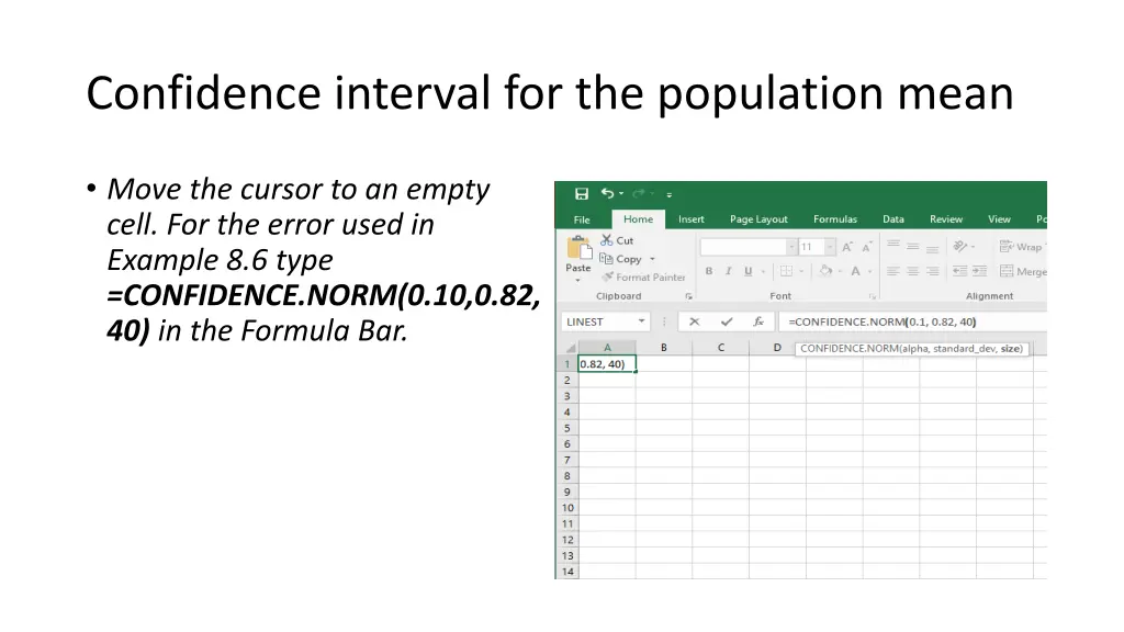 confidence interval for the population mean