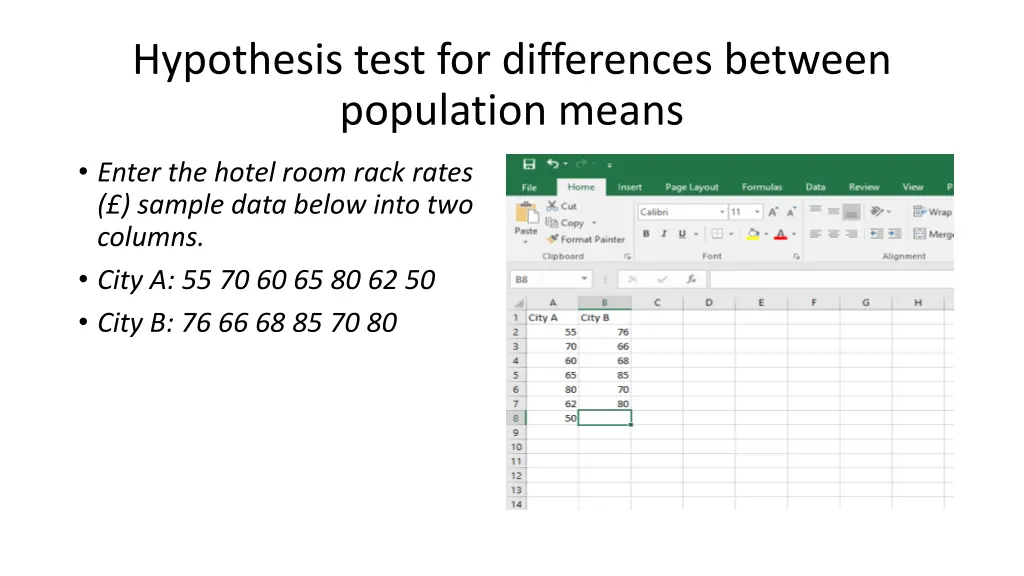 hypothesis test for differences between