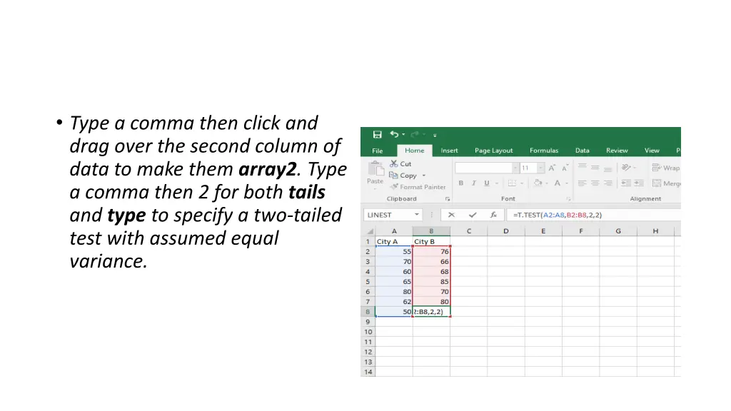 type a comma then click and drag over the second