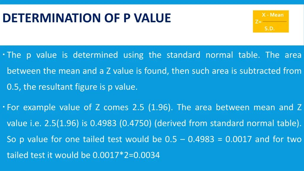 determination of p value