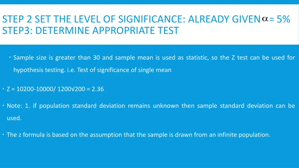 step 2 set the level of significance already