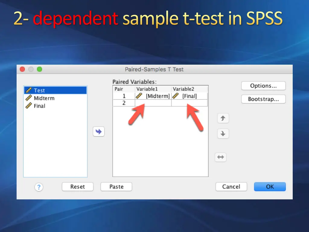 2 dependentsample t test in spss 1