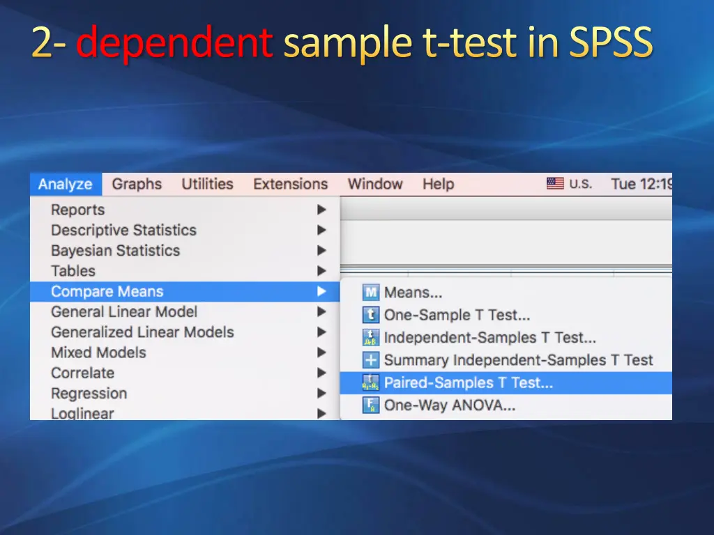2 dependentsample t test in spss