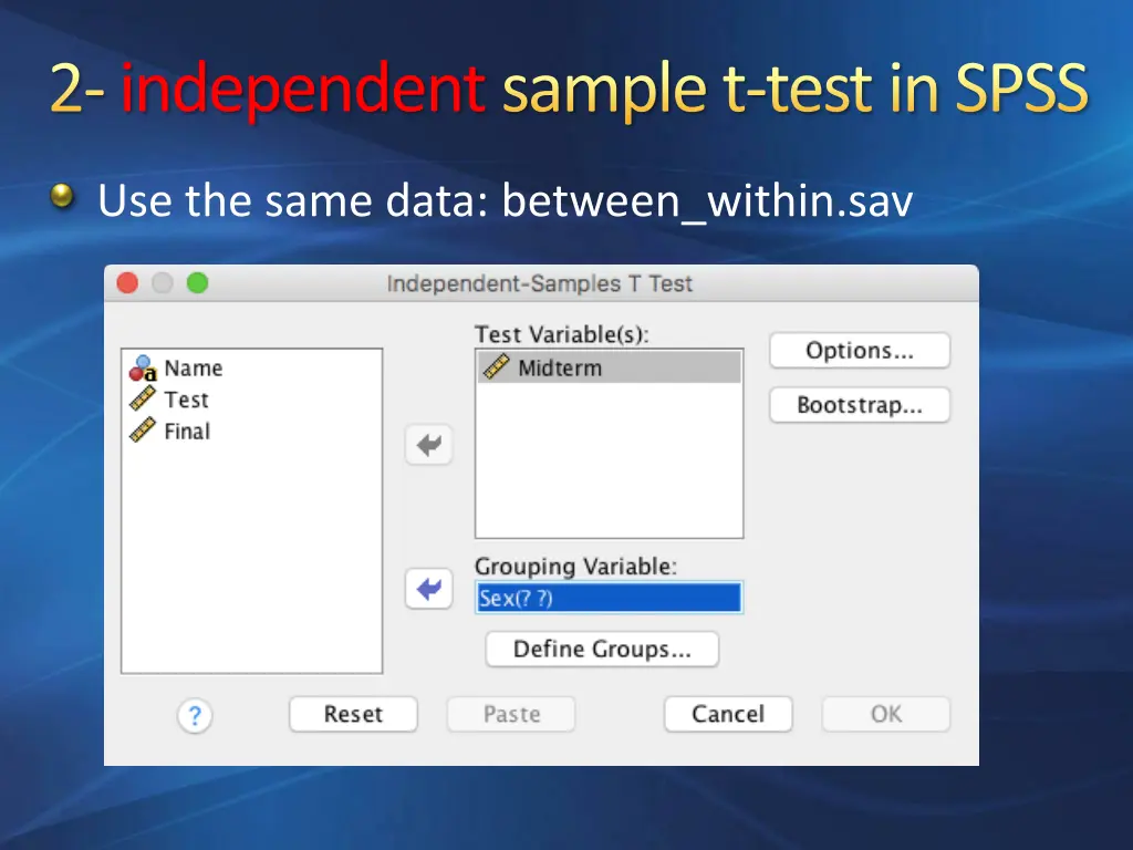 2 independentsample t test in spss