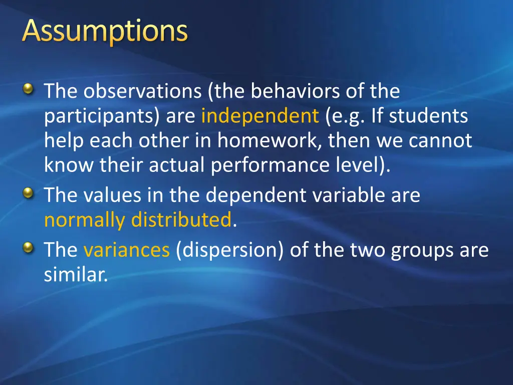 assumptions