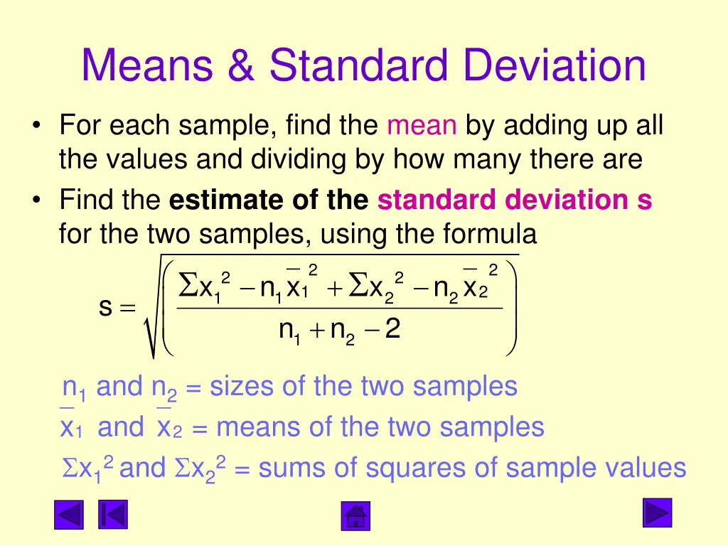 means standard deviation