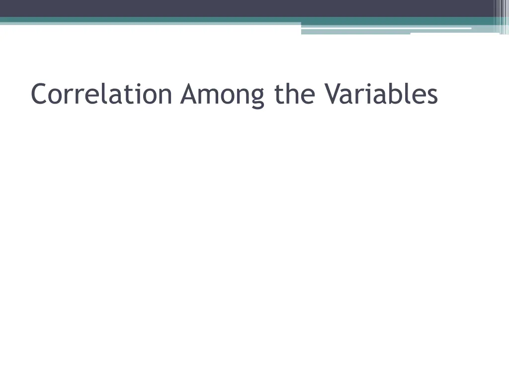 correlation among the variables