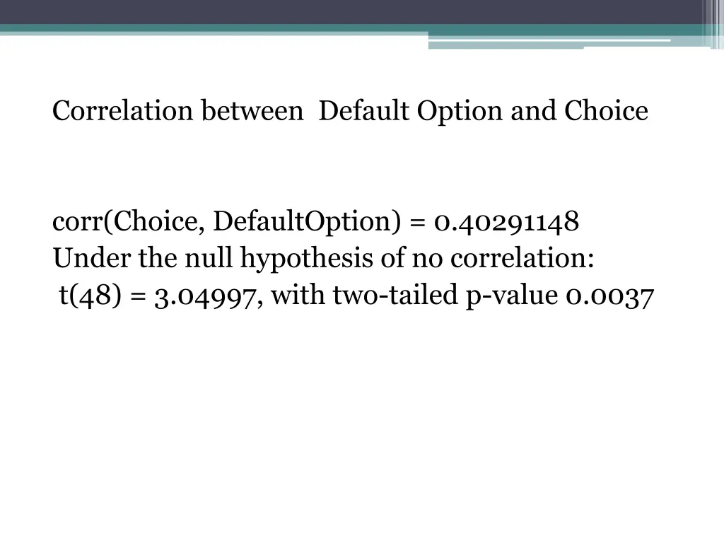 correlation between default option and choice