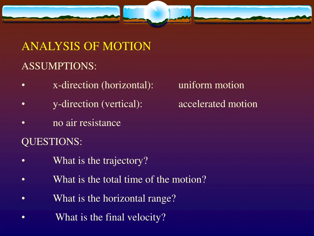 analysis of motion