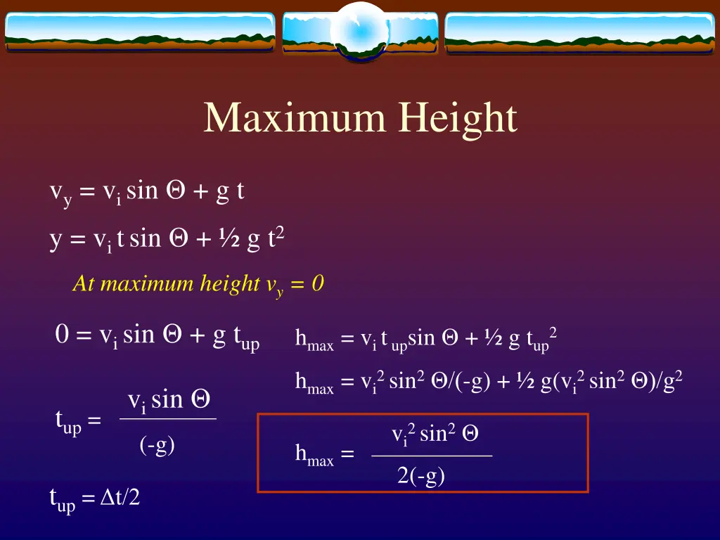 maximum height