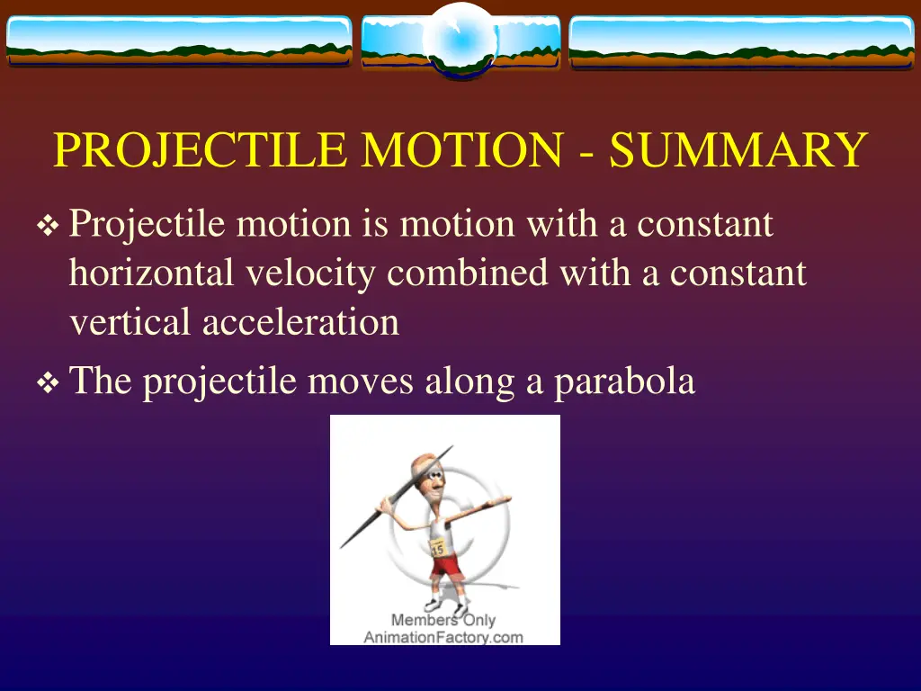 projectile motion summary