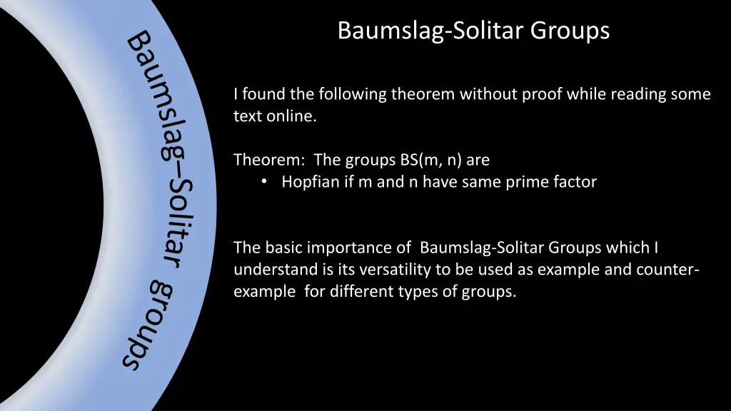baumslag solitar groups 1