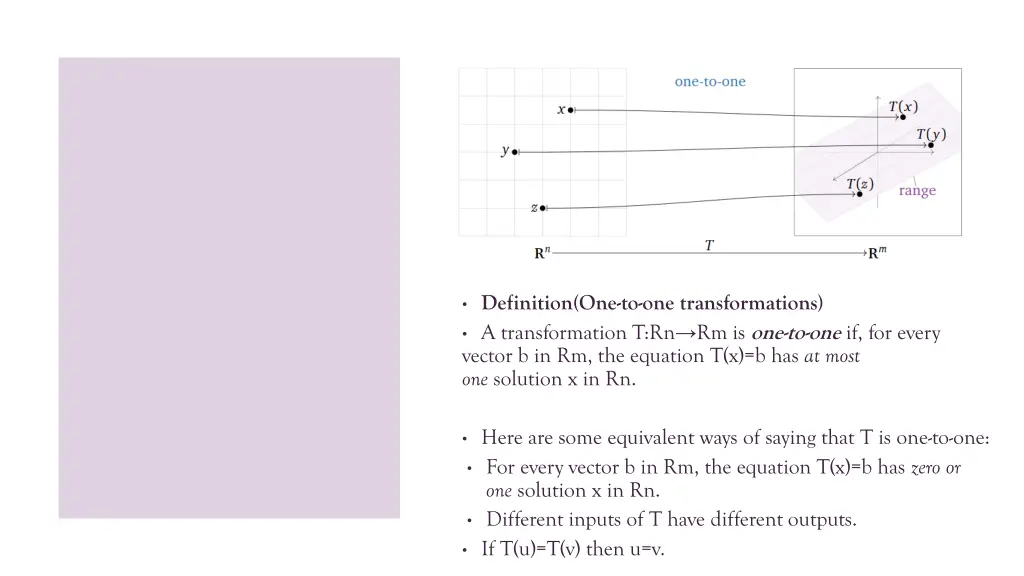 definition one to one transformations