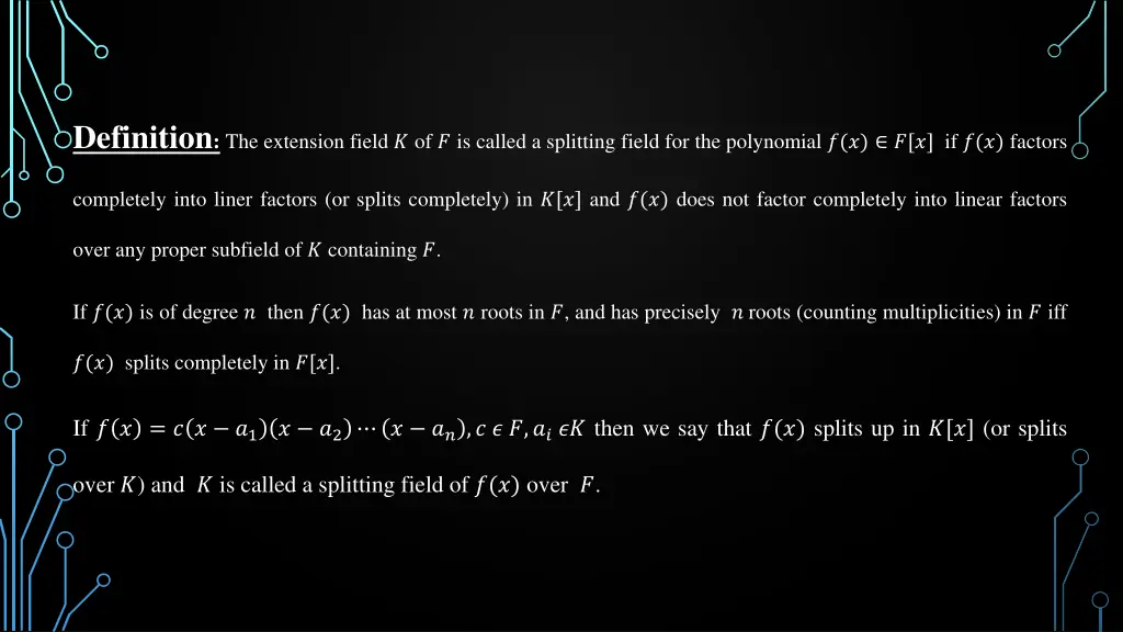 definition the extension field of is called