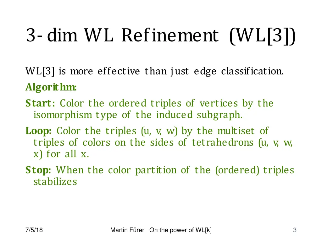3 dim wl refinement wl 3