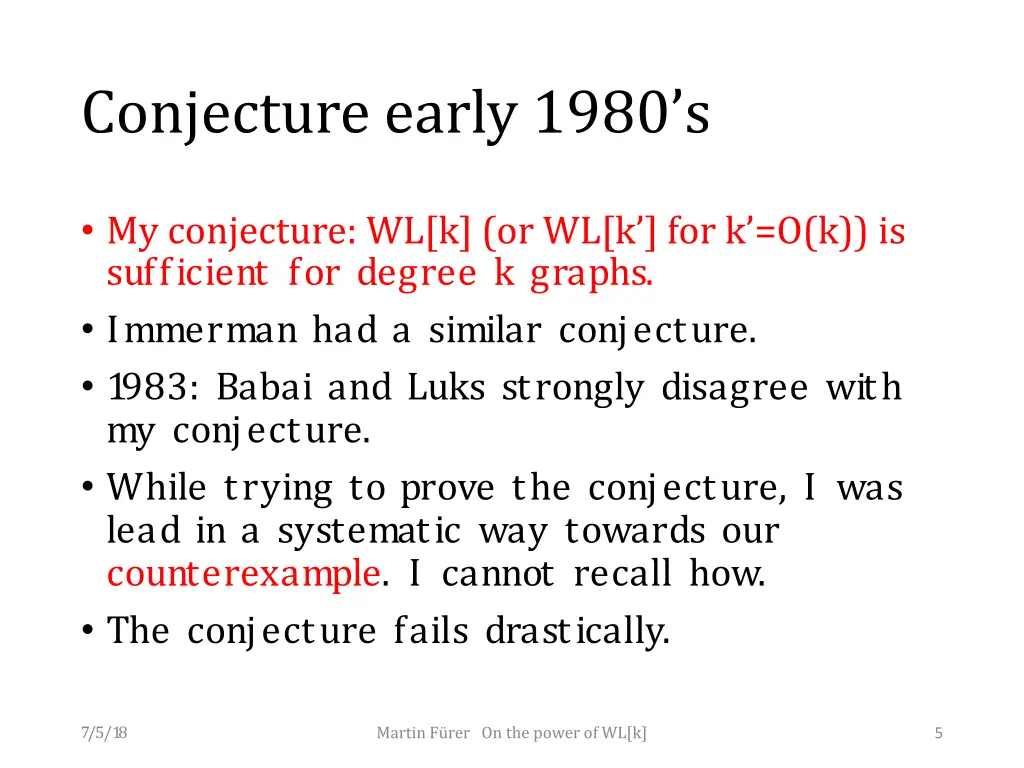 conjecture early 1980 s