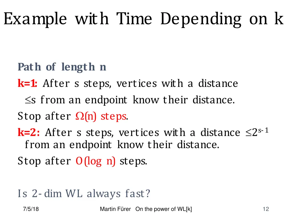 example with time depending on k