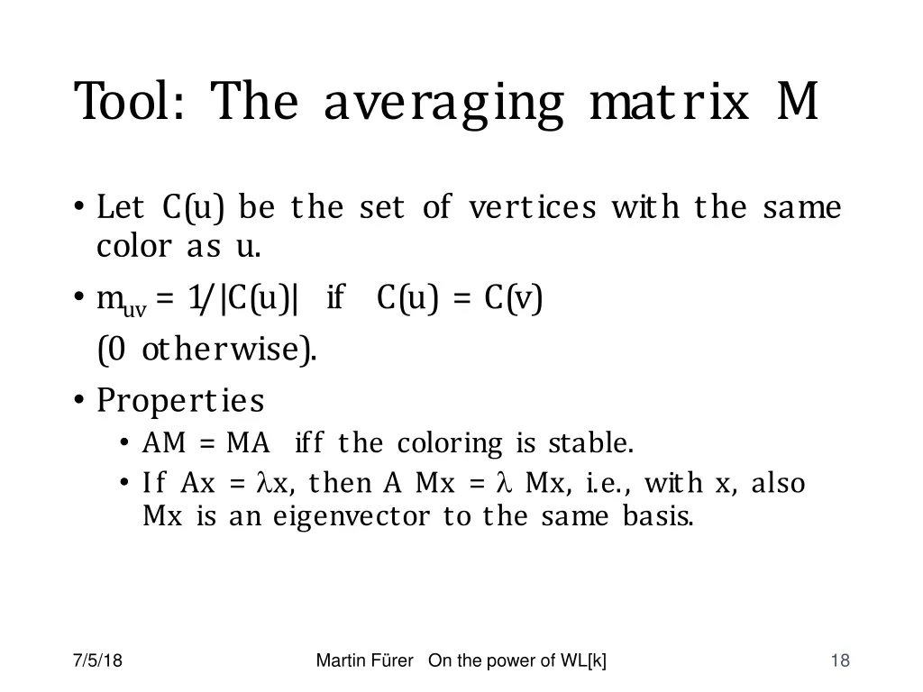 tool the averaging matrix m