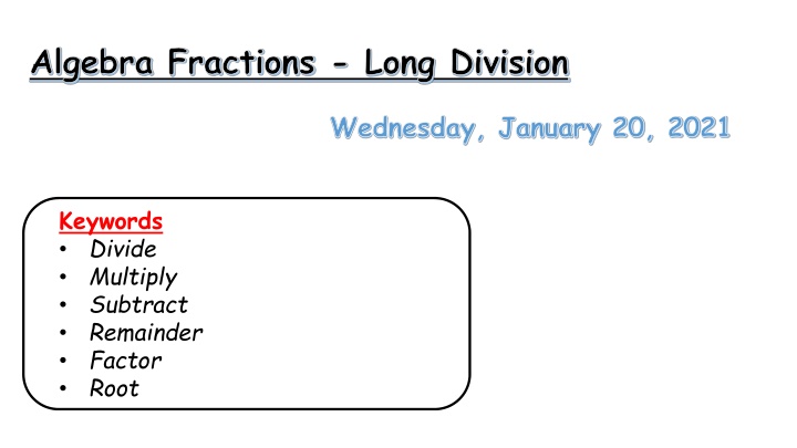 algebra fractions long division