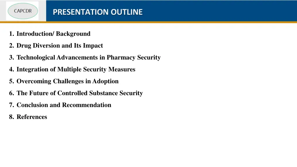 presentation outline