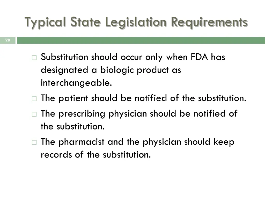 typical state legislation requirements