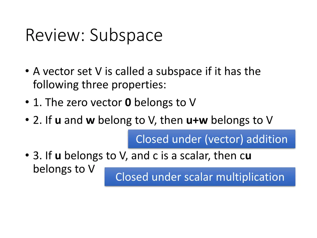 review subspace