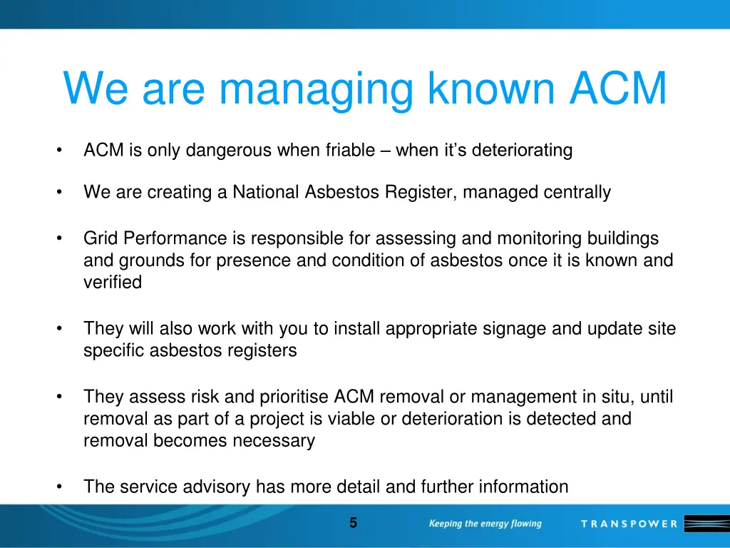 we are managing known acm