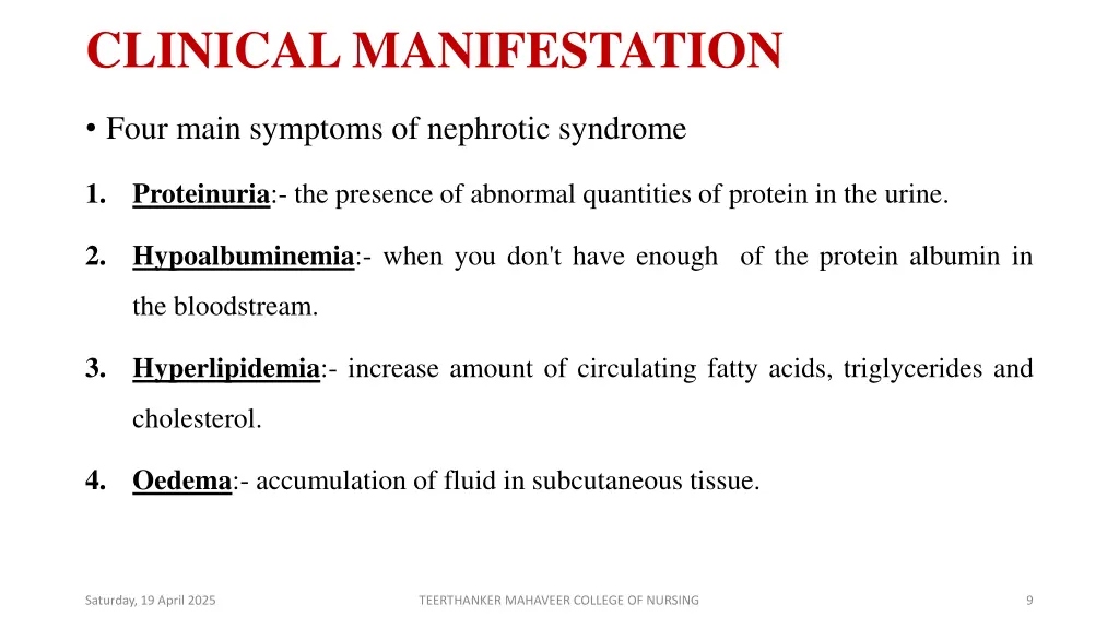 clinical manifestation