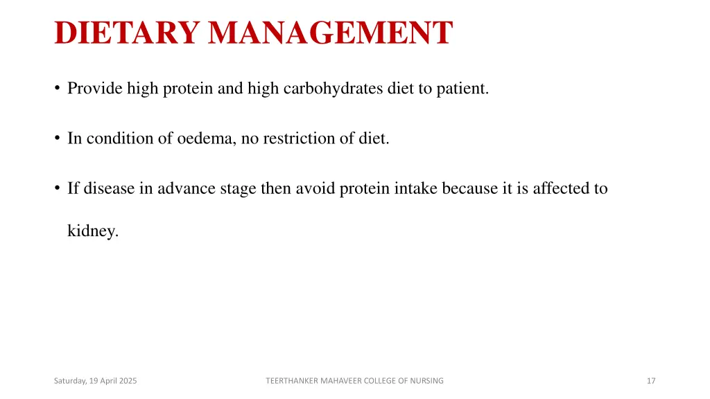 dietary management