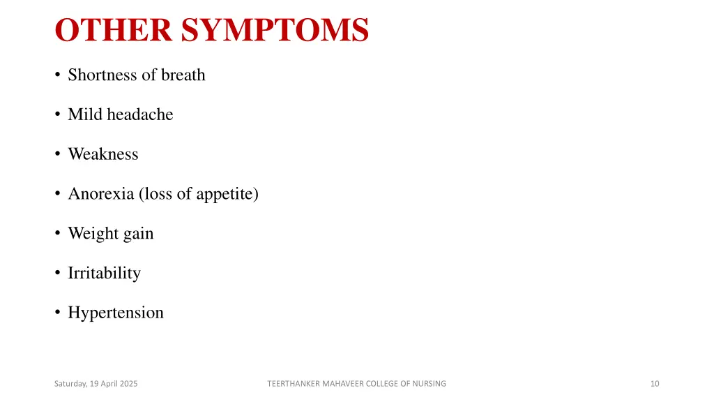 other symptoms