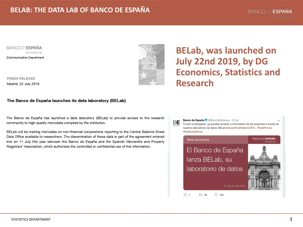 belab the data lab of banco de espa a