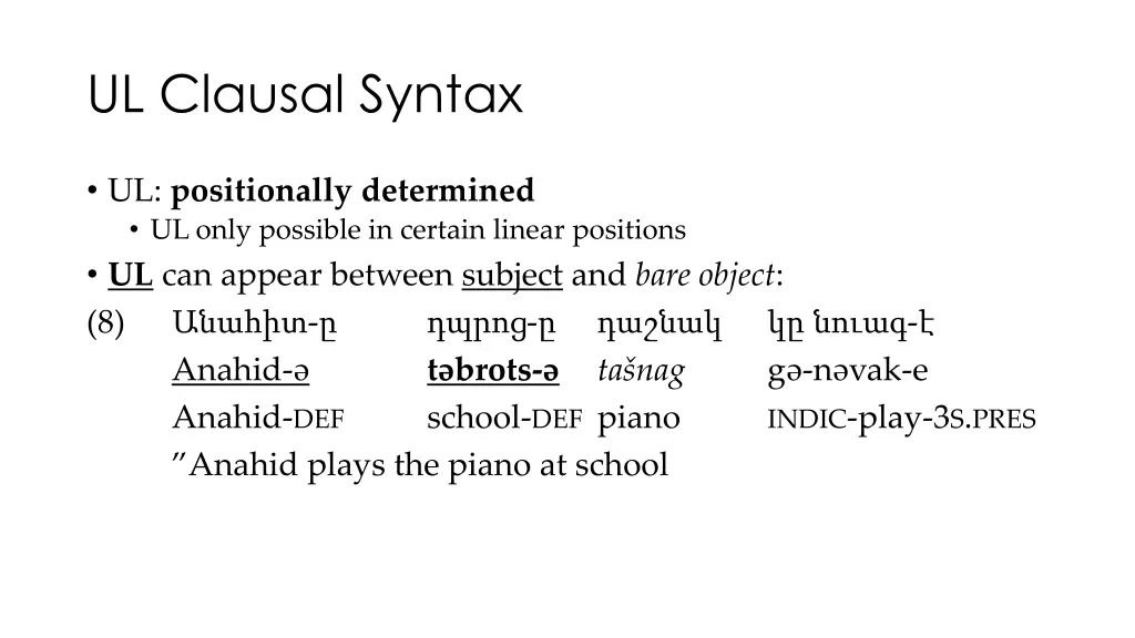 ul clausal syntax