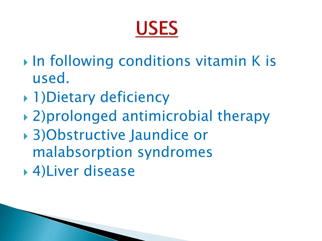 in following conditions vitamin k is used