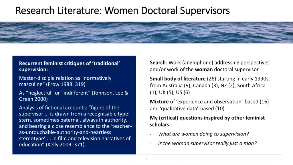 research literature women doctoral supervisors