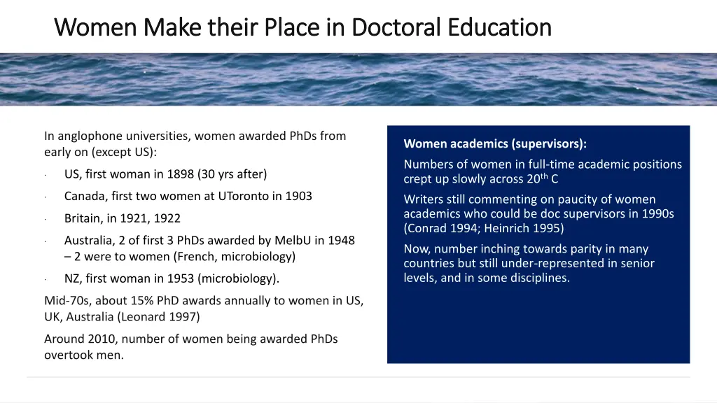 women make their place in doctoral education