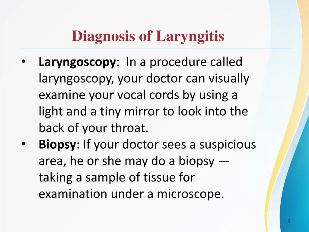 diagnosis of laryngitis