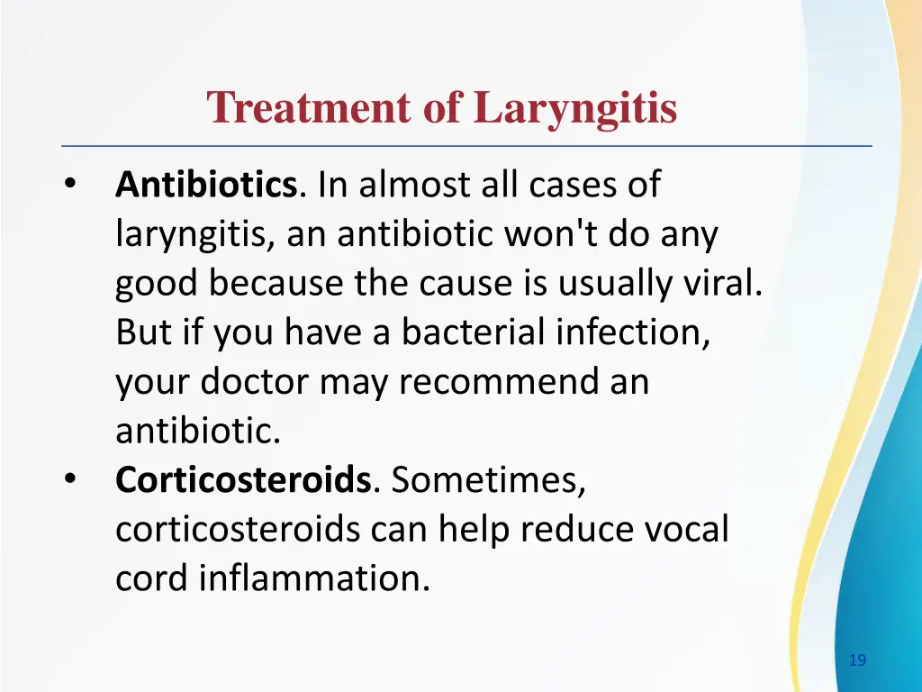 treatment of laryngitis