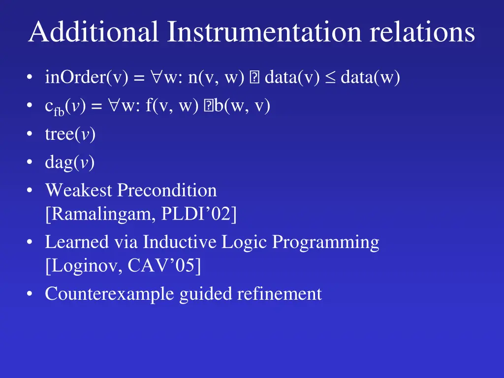 additional instrumentation relations