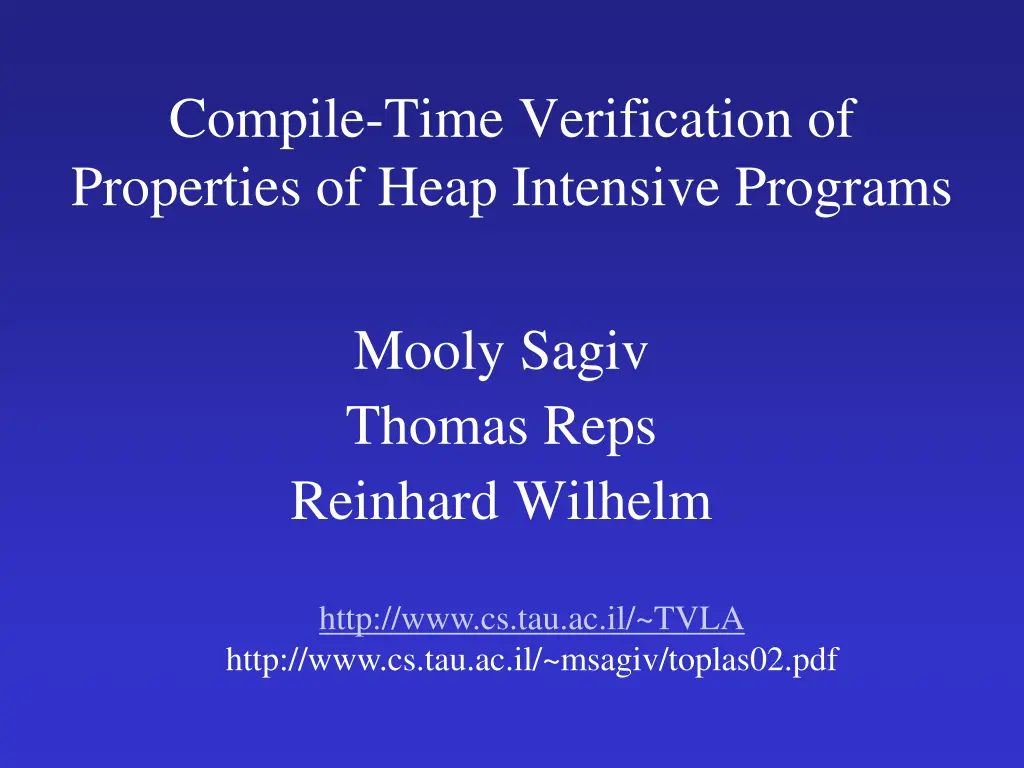 compile time verification of properties of heap