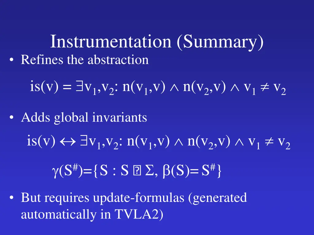 instrumentation summary refines the abstraction