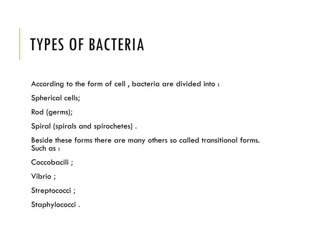 types of bacteria