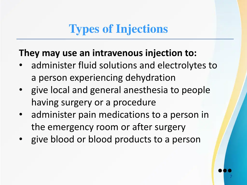 types of injections 1