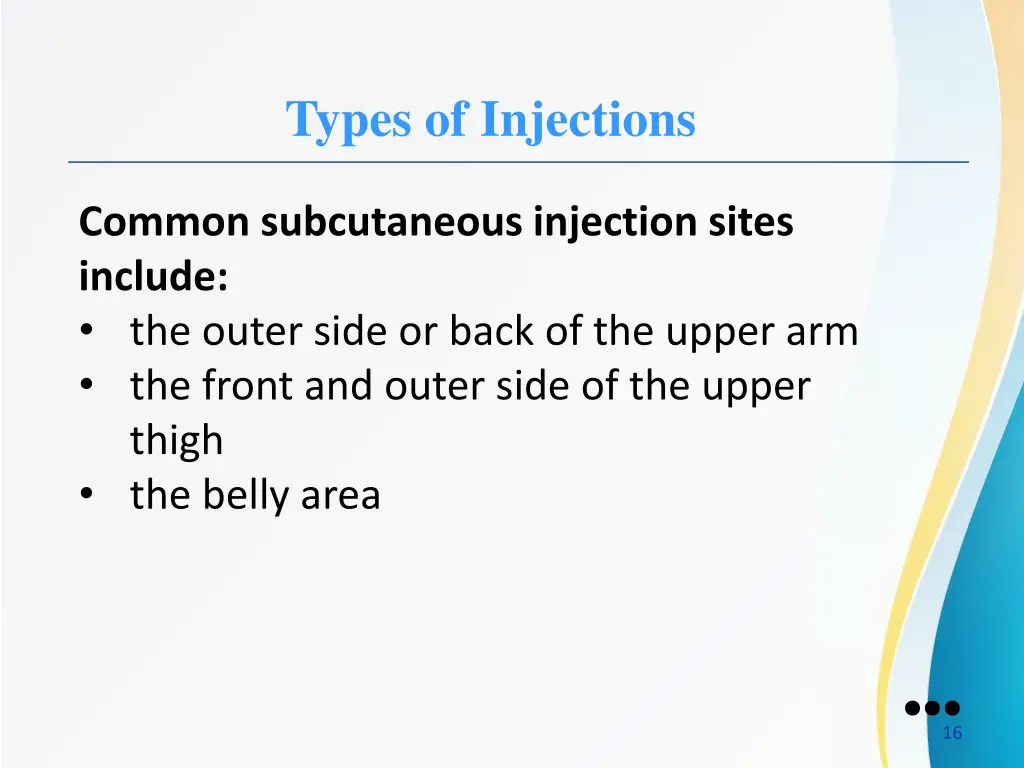 types of injections 10