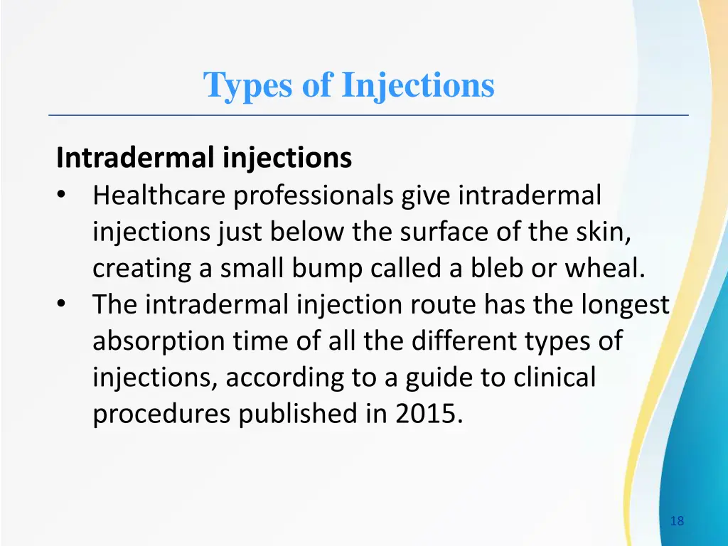 types of injections 12